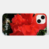 Coques Case-Mate iPhone Photo Orange Double Hibiscus Nom personnalisé (Verso (horizontal))