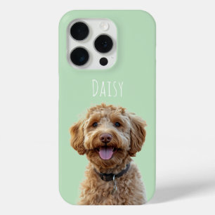 Coque iPhone 15 Pro Photo Pastel Green Dog personnalisée