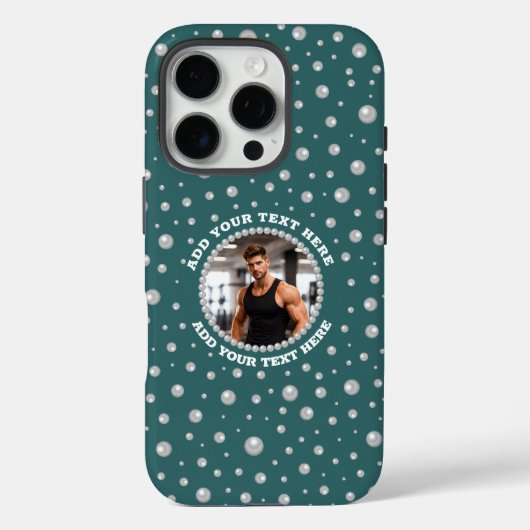 Coques Case-Mate iPhone Photo personnalisé avec cercle de perles sur fond (Verso)