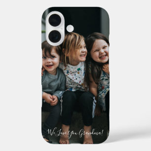 Coques iPhone 16 Photo personnalisé Love You Grand-mère manuscrit