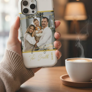 Coque Pour iPhone 15 Photo personnalisé Moderne Chic Or Date Mémoire de