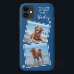 Case-Mate iPhone Case Photo personnalisée Collage animal de compagnie Ch<br><div class="desc">Tu Fais Sourrir Mon Coeur... Maintenant, vous pouvez transporter votre meilleur ami avec vous partout où vous allez avec ce coque iphone photo pour chien personnalisé. Ce collage photo 2 avec le design coeur et empreinte de patte est tendance, élégant, cool et mignon. Customisez avec votre photo préférée de chien,...</div>