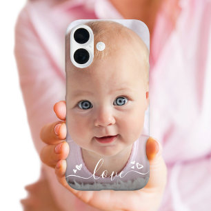 Coques iPhone 16 Photo personnalisée DIY écriture d'amour moderne