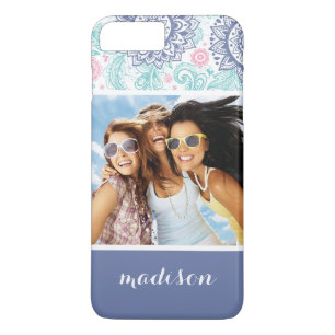 Coque Case-Mate Pour iPhone Photo personnalisée et nom Ethnic Paisley Motif