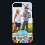 Coque iPhone 7 Photo personnalisée & Monogramme Bulles rondes mot<br><div class="desc">Bulles rondes sans couture enfants motif dans vectoriel © et ® Bigstock® - Tous droits réservés.</div>