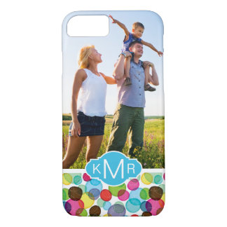 Coque iPhone 7 Photo personnalisée & Monogramme Bulles rondes mot