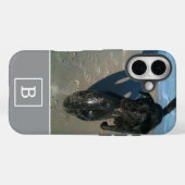 Coques Case-Mate iPhone Photo personnalisée Monogramme initial moderne gri (Verso (horizontal))