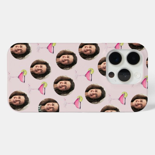 Coques Case-Mate iPhone Photo personnalisée Visage et cocktail | Rose pers (Verso (horizontal))