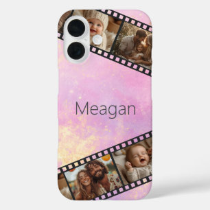 Coques iPhone 16 Photo Pink & Gold Film Strip