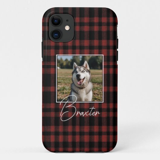 Coques Case-Mate iPhone Photo Rustique rouge et noir Plaid Motif (Dos)