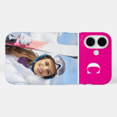Coques Case-Mate iPhone Photo Sport d'hiver Monogramme rose chaud (Verso (horizontal))