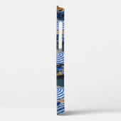 Coques Case-Mate iPhone Photographie aérienne de umbrell de patio bleu et  (Verso / Gauche)