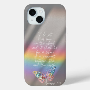 Coque Pour iPhone 15 Photographie de papillon floral arc-en-ciel de foi