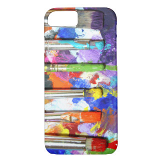 Coque iPhone 7 Photographie en cours de pinceau d'arcs-en-ciel