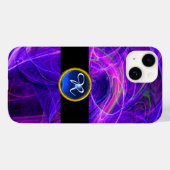 Coques Case-Mate iPhone PHOTON CRAZY PURPLE BLUE GEM MONOGRAM Abstrait (Verso (horizontal))