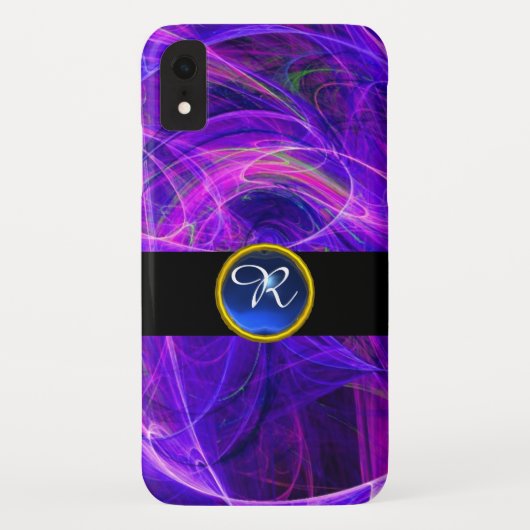 Coques Case-Mate iPhone PHOTON CRAZY PURPLE BLUE GEM MONOGRAM Abstrait (Dos)