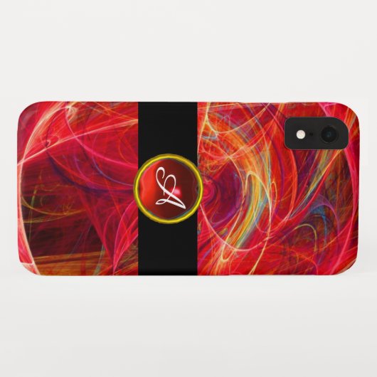 Coques Case-Mate iPhone PHOTON FROID JAUNE ROUGE RUBY GEM MONOGRAM Abstrai (Dos (Horizontal))