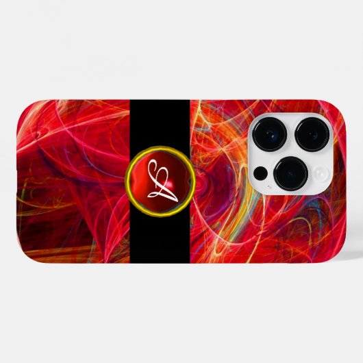 COQUES Case-Mate iPhone PHOTON FROID ROUGE RUBY GEM STONE MONOGRAM (Verso (horizontal))