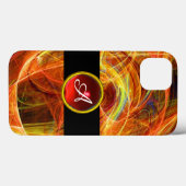 COQUES Case-Mate iPhone PHOTON FROID ROUGE RUBY GEM STONE MONOGRAM (Verso (horizontal))