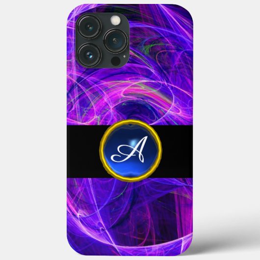 COQUES Case-Mate iPhone PHOTON FROID SAPPHIRE BLEU GEM STONE MONOGRAMME (Verso)