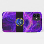 COQUES Case-Mate iPhone PHOTON FROID SAPPHIRE BLEU GEM STONE MONOGRAMME (Dos (Horizontal))