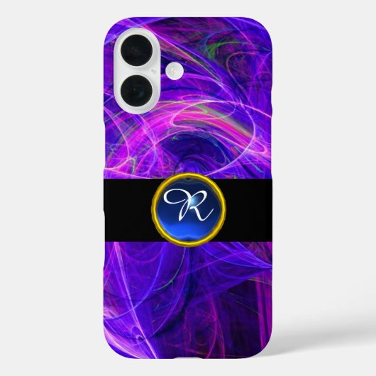 COQUES Case-Mate iPhone PHOTON FROID SAPPHIRE BLEU GEM STONE MONOGRAMME (Verso)