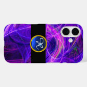 COQUES Case-Mate iPhone PHOTON FROID SAPPHIRE BLEU GEM STONE MONOGRAMME (Verso (horizontal))