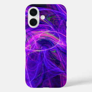 Coques iPhone 16 PHOTON FROID Violet Bleu Frottis fractales