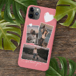 Case-Mate iPhone Case Photos Et Coeur Sur Corail Rouge Blush Peach Rose<br><div class="desc">Coque de téléphone portable couleur rouge corail clair,  décoratif,  assez élégant,  avec espace pour customiser ou personnaliser avec trois photos de votre choix. Décoré avec des coeurs mignons et doux We Love You citer un texte dans un élégant et élégant style manuscrit type de police calligraphie.</div>