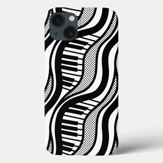 Coques Case-Mate iPhone Piano moderne noir blanc Wavy (Verso)
