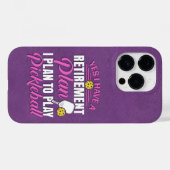 Coques Case-Mate iPhone Pickleball en cuir violet amusant (Verso (horizontal))