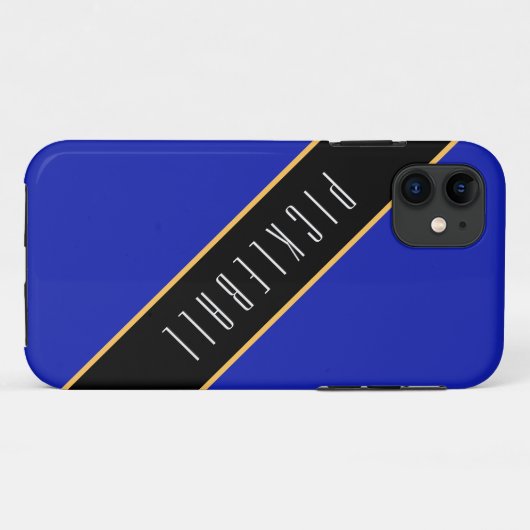 Coques Case-Mate iPhone PICKLEBALL Fun Royal Blue Black Diagonal Stripes (Dos (Horizontal))