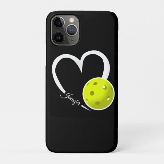 Coques Case-Mate iPhone Pickleball Love Personnalisé Bal Blanc et Jaune (Dos)