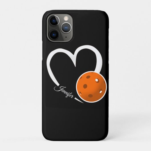 Coques Case-Mate iPhone Pickleball Love Personnalisé Ball Blanc et Orange (Dos)