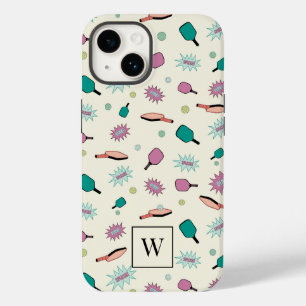 Coque Pour iPhone 14 Pickleball ! Monogramme coloré Motif initial