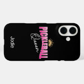 Coques Case-Mate iPhone Pickleball Queen rose et blanc Couronne or (Verso (horizontal))