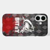 Coques Case-Mate iPhone Pictogramme de requin sur le Jacquard noir Grungy (Verso (horizontal))