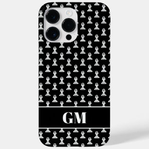 Coque Pour Pour iPhone 14 Pro Max Pièce d'échecs noir et blanc monogramme personnali