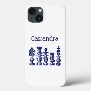 Case-Mate iPhone Case Pièces de jeu d'échecs Art vintage bleu