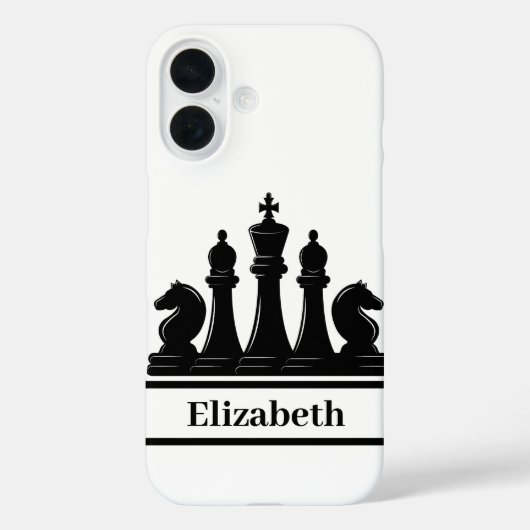 Coques Case-Mate iPhone Pièces d'échecs noirs personnalisées (Verso)