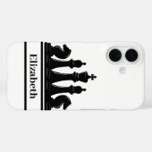 Coques Case-Mate iPhone Pièces d'échecs noirs personnalisées (Verso (horizontal))