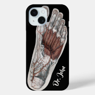 Coque Pour iPhone 15 Pied d'anatomie humaine vintage Podologie Empreint