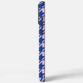 Coques Case-Mate iPhone Pied de fond rose+Motif bleu (Verso / Gauche)