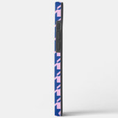 Coques Case-Mate iPhone Pied de fond rose+Motif bleu (Verso / Gauche)