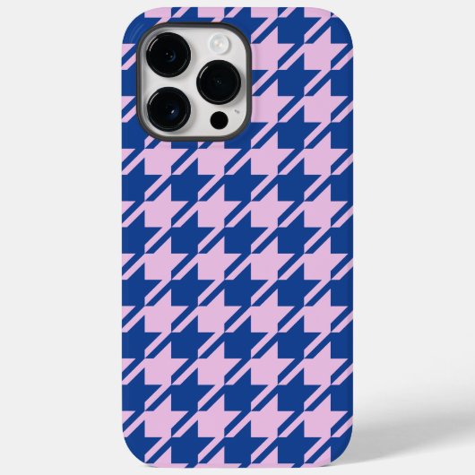 Coques Case-Mate iPhone Pied de fond rose+Motif bleu (Verso)