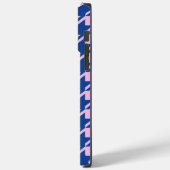 Coques Case-Mate iPhone Pied de fond rose+Motif bleu (Verso / Gauche)