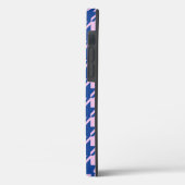 Coques Case-Mate iPhone Pied de fond rose+Motif bleu (Verso / Gauche)