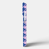 Coques Case-Mate iPhone Pied de fond rose+Motif bleu (Verso / Gauche)