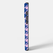 Coques Case-Mate iPhone Pied de fond rose+Motif bleu (Verso / Gauche)