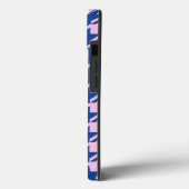 Coques Case-Mate iPhone Pied de fond rose+Motif bleu (Verso / Gauche)